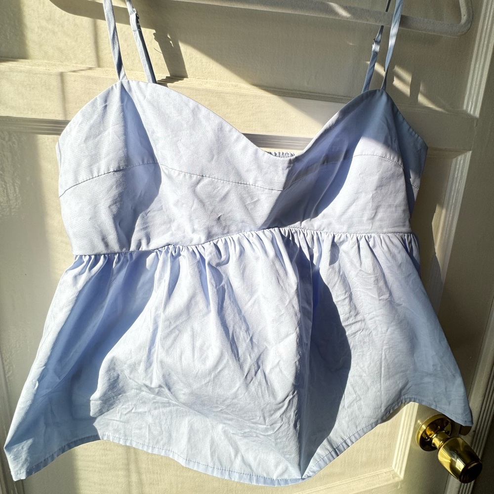 Elodie Peplum Periwinkle Adjustable Strap Top